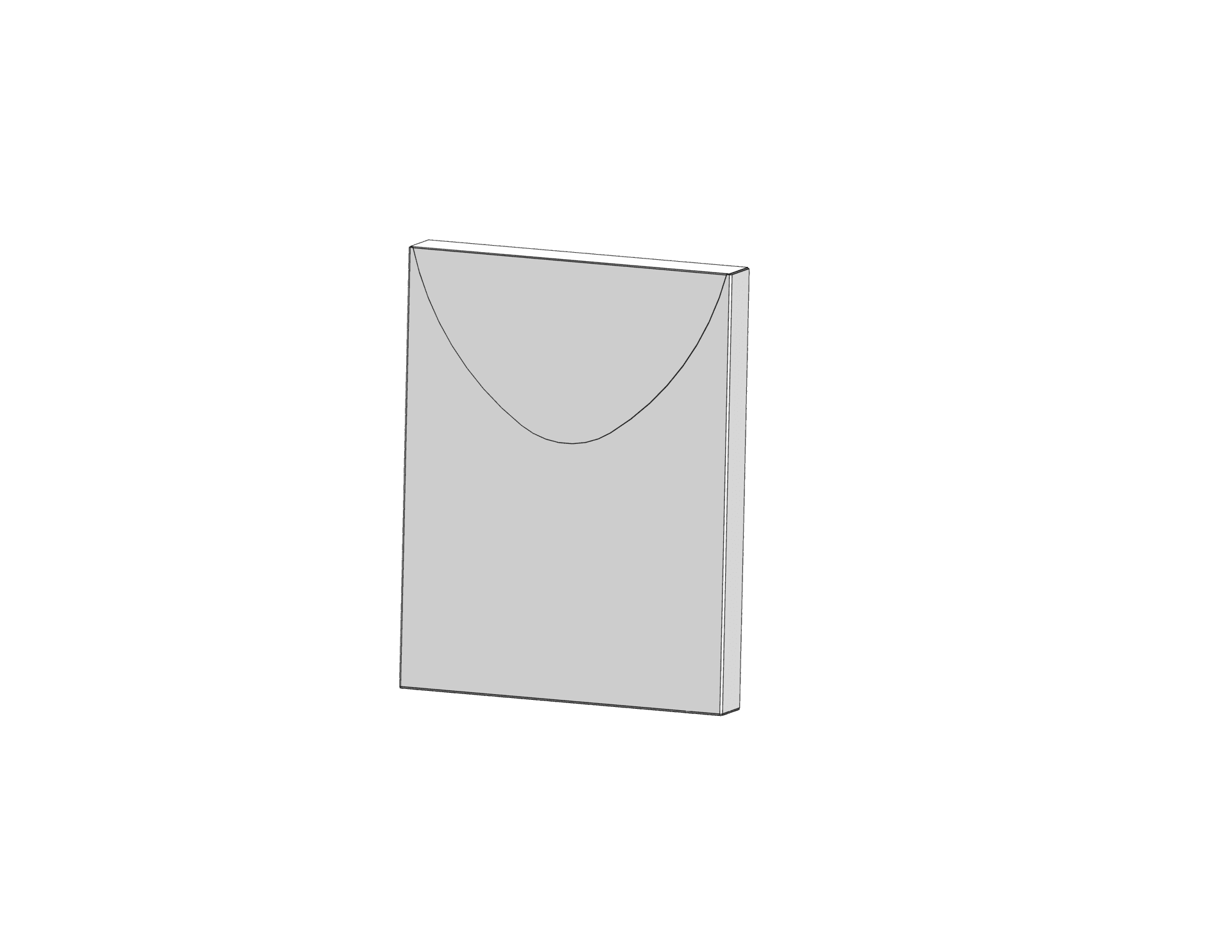 Orthodontic box shown in a rectangular shape with an envelope style top opening and curved flap detail.