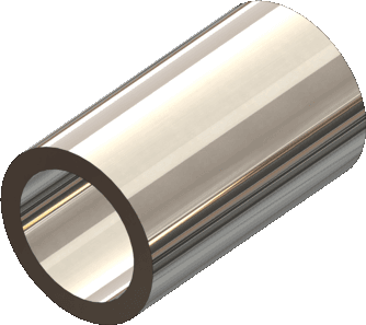 Single orthodontic stop tube shown at an angle as a short polished hollow cylinder with an open bore visible at the near end.