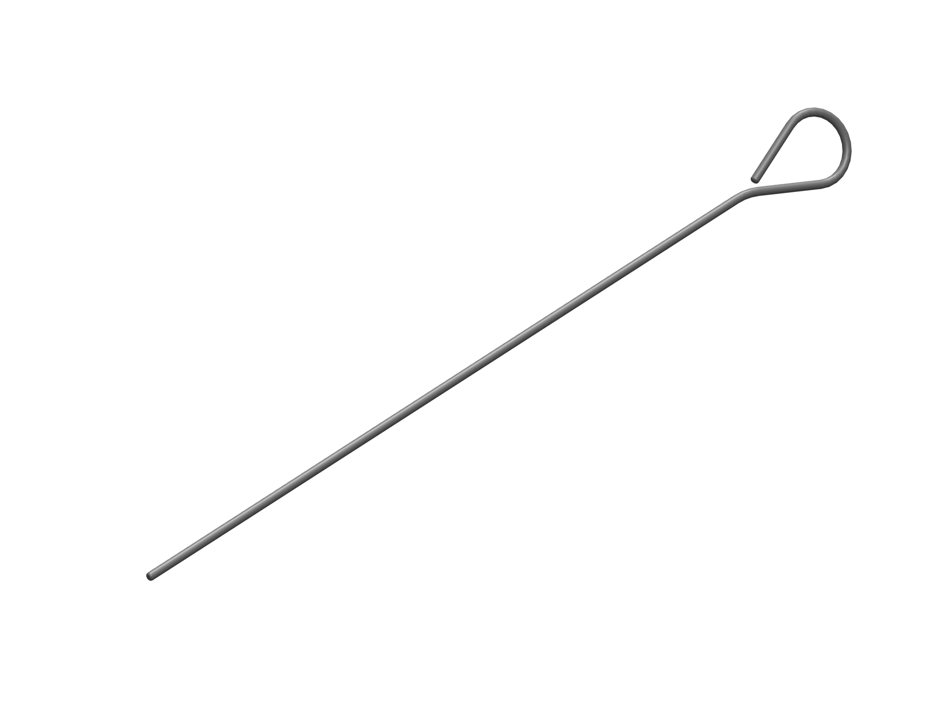 Metal medical stylet featuring a straight shaft and a teardrop‑shaped handle.
