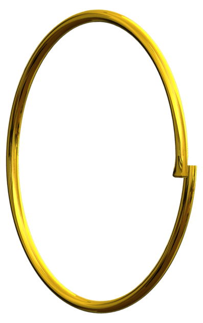 Brass separating ring shown at an angle as a polished gold colored circular wire loop with overlapping open ends.