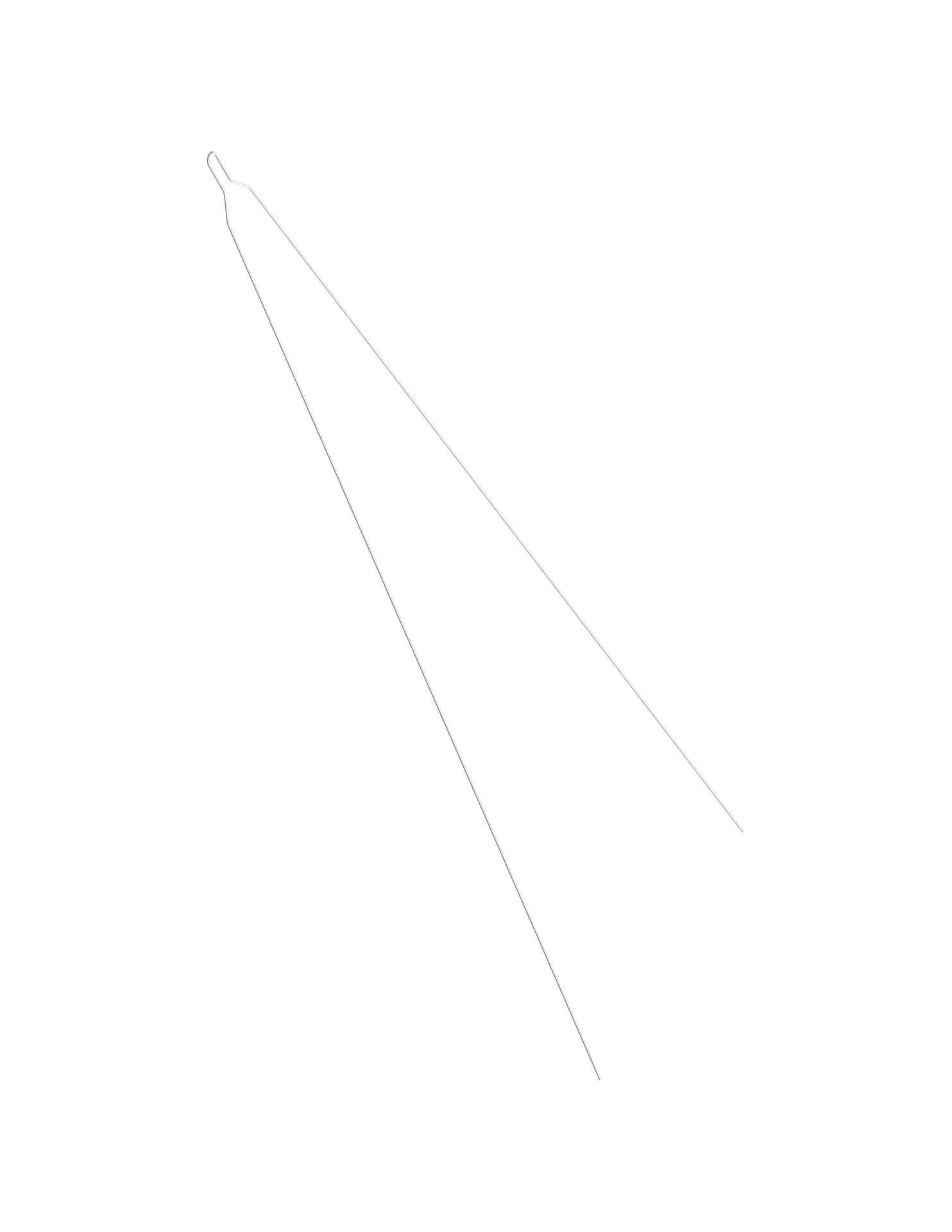 Long standard preformed orthodontic ligature with a tooth shade coating along the wire, shown vertically with the looped end at the top and two long legs running down the length.