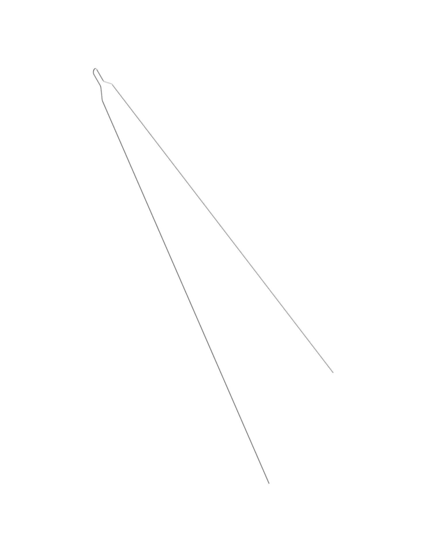 Long stainless steel standard preformed ligature shown vertically with the looped end at the top and two long legs running down the length.