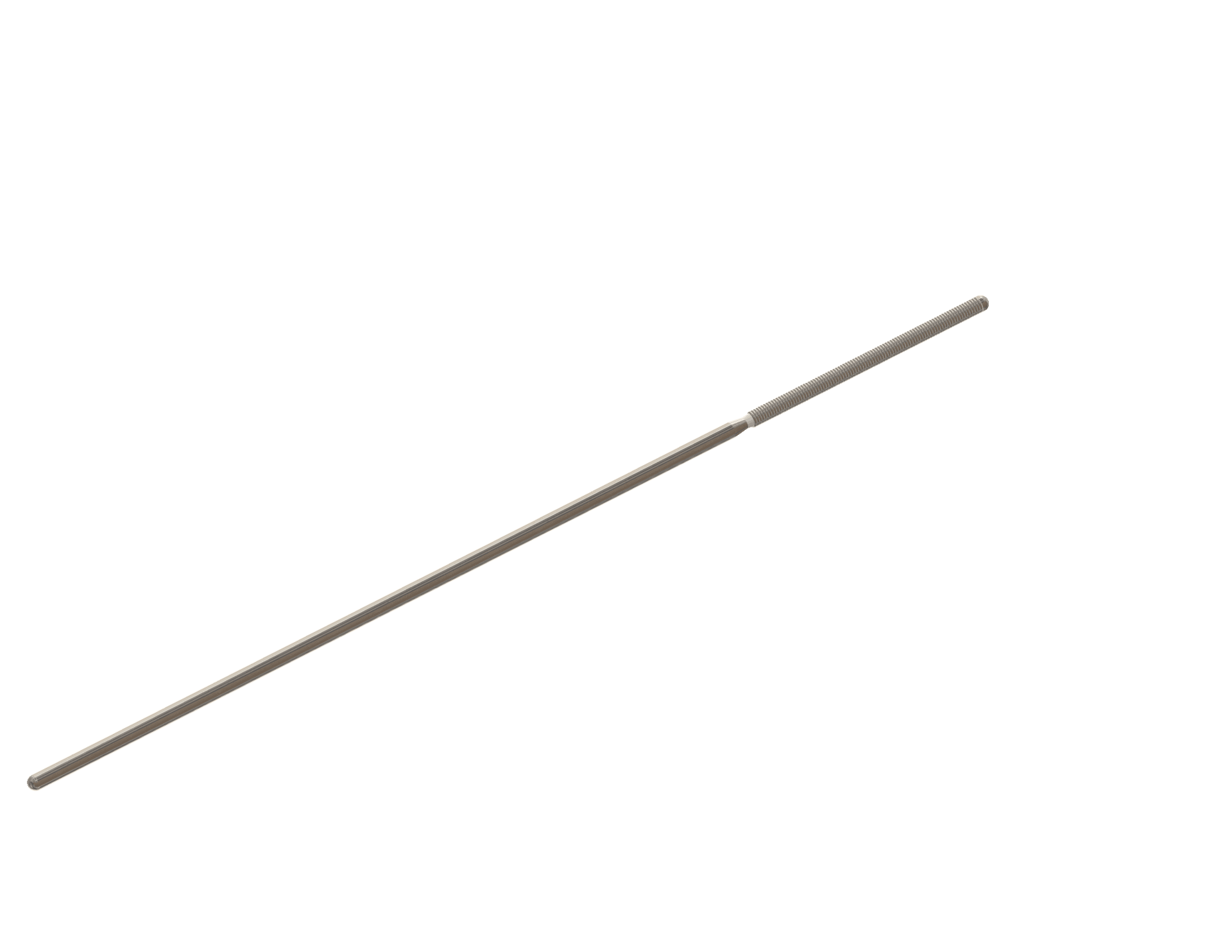 Right‑facing Lunderquist‑style guidewire featuring a solid metal body, a smooth tapered transition, and a coiled distal section ending in a welded tip.