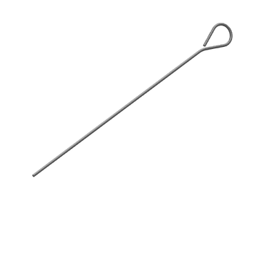 Medical stylet with straight shaft and teardrop shaped wire loop handle.