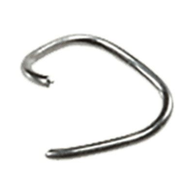 Orthodontic Neet separating spring made from round nickel titanium wire, formed into an open teardrop shape with overlapping ends.