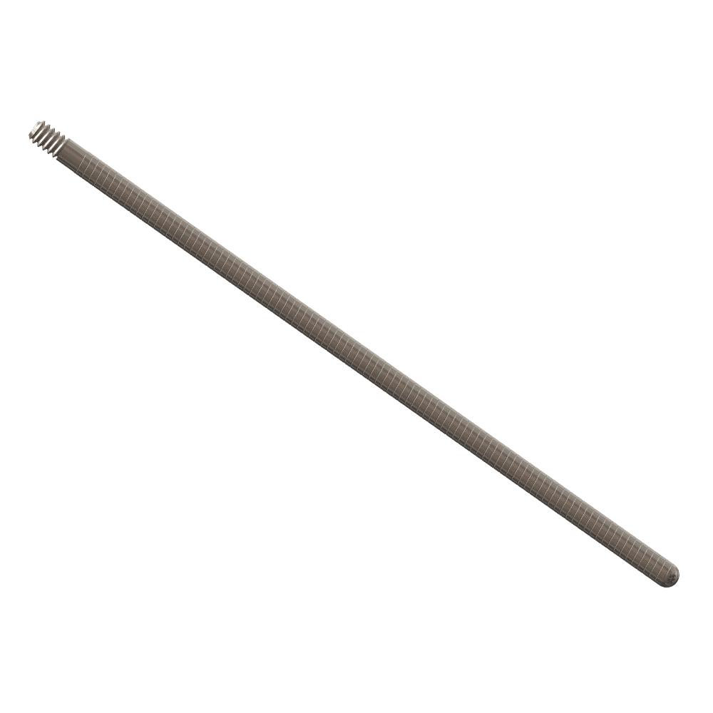 Long coiled guidewire shaft with a threaded screw fitting formed at one end.