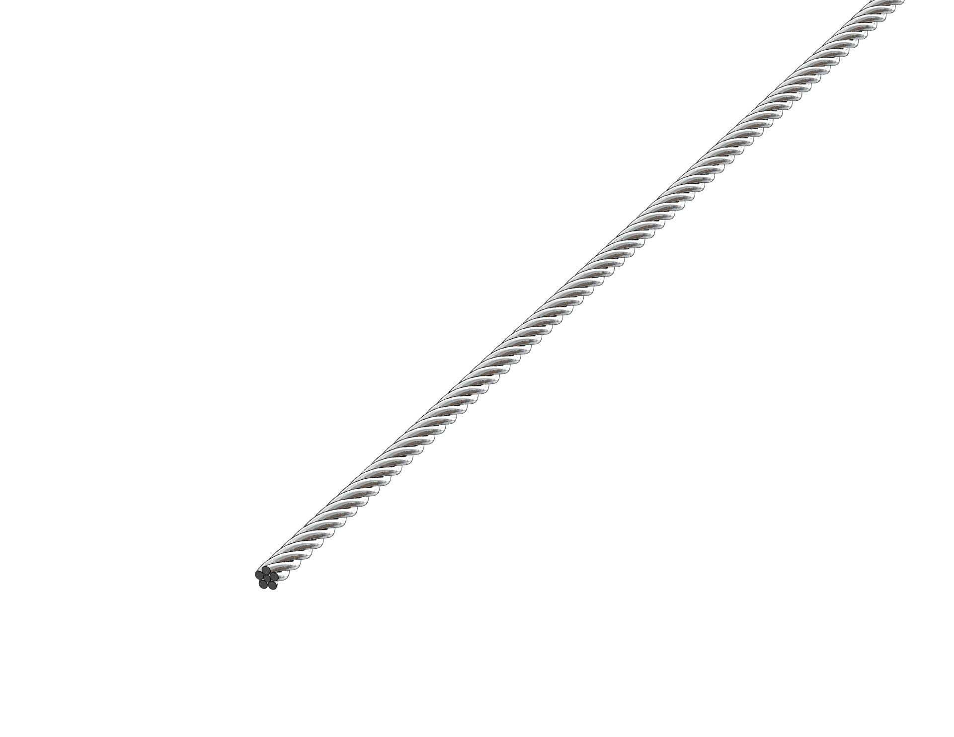 Multi‑wire coaxial straight wire oriented leftward, showing five outer wires wrapped around a central wire.