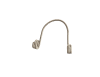 Orthodontic Warren spring formed from round wire in a long open curve with a small coiled loop at one end and a short bent leg at the other.
