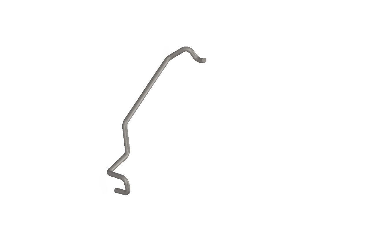 Stainless round wire wireform angled diagonally, with a long straight run, a shallow offset jog near the upper end that finishes in a short stub, and a Z shaped bend at the lower end ending in a short return leg.